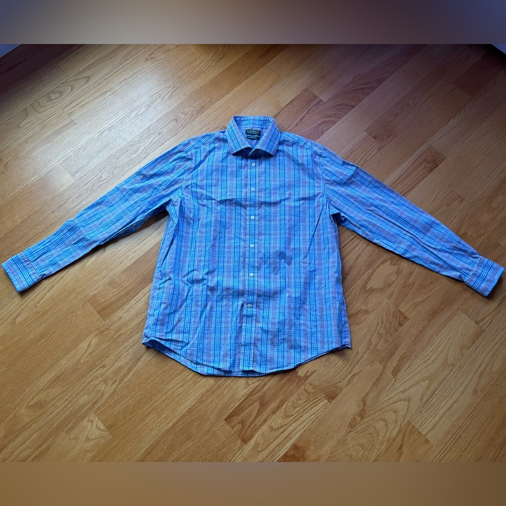 Ralph Lauren Men's Blue and Red Button Down Shirt